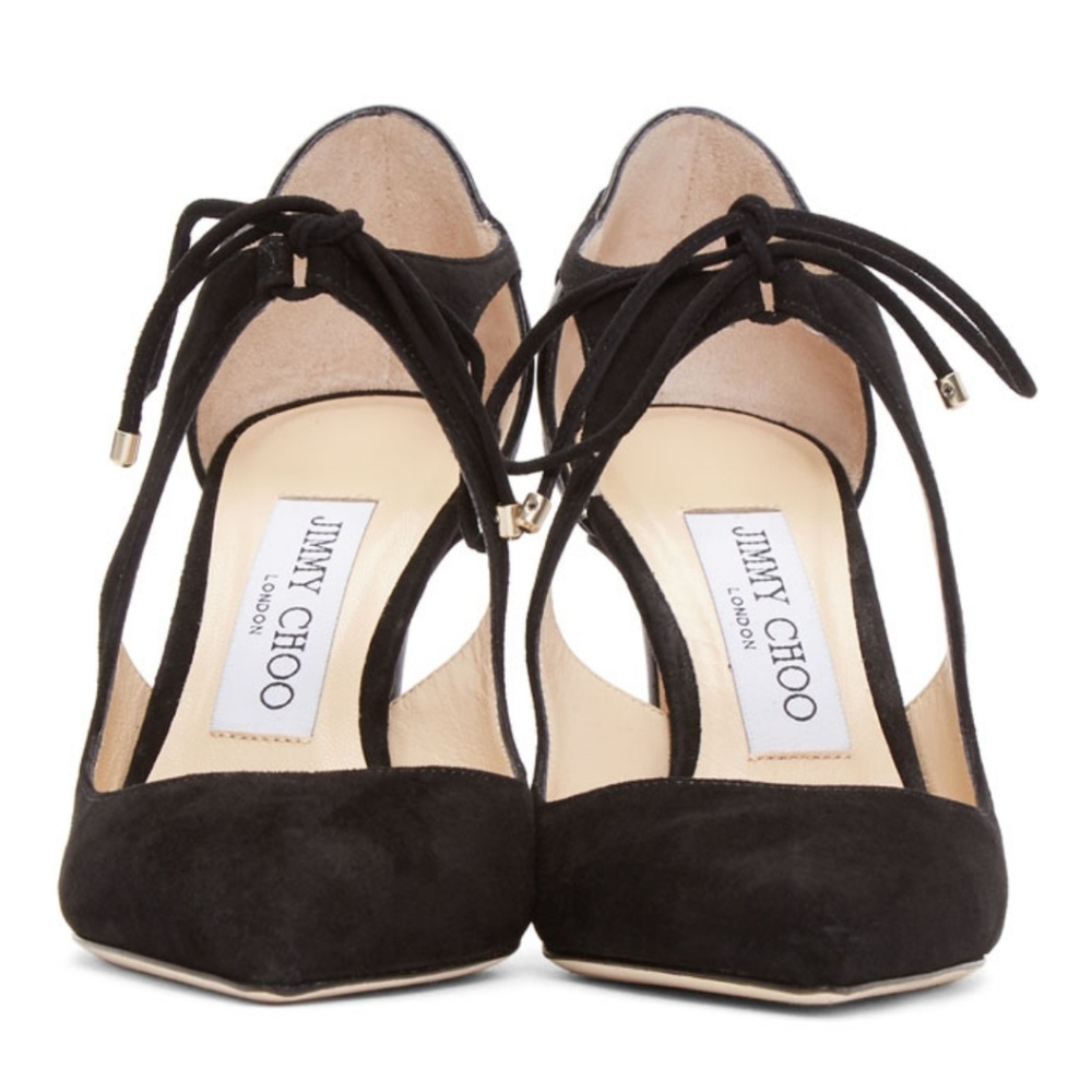 Jimmy Choo Black vanessa mixed media tie-front pum - Picture 3 of 8